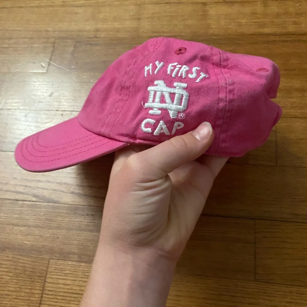 EUC Notre Dame Pink my first girls baby Cap with Fighting Shamrock gift shower